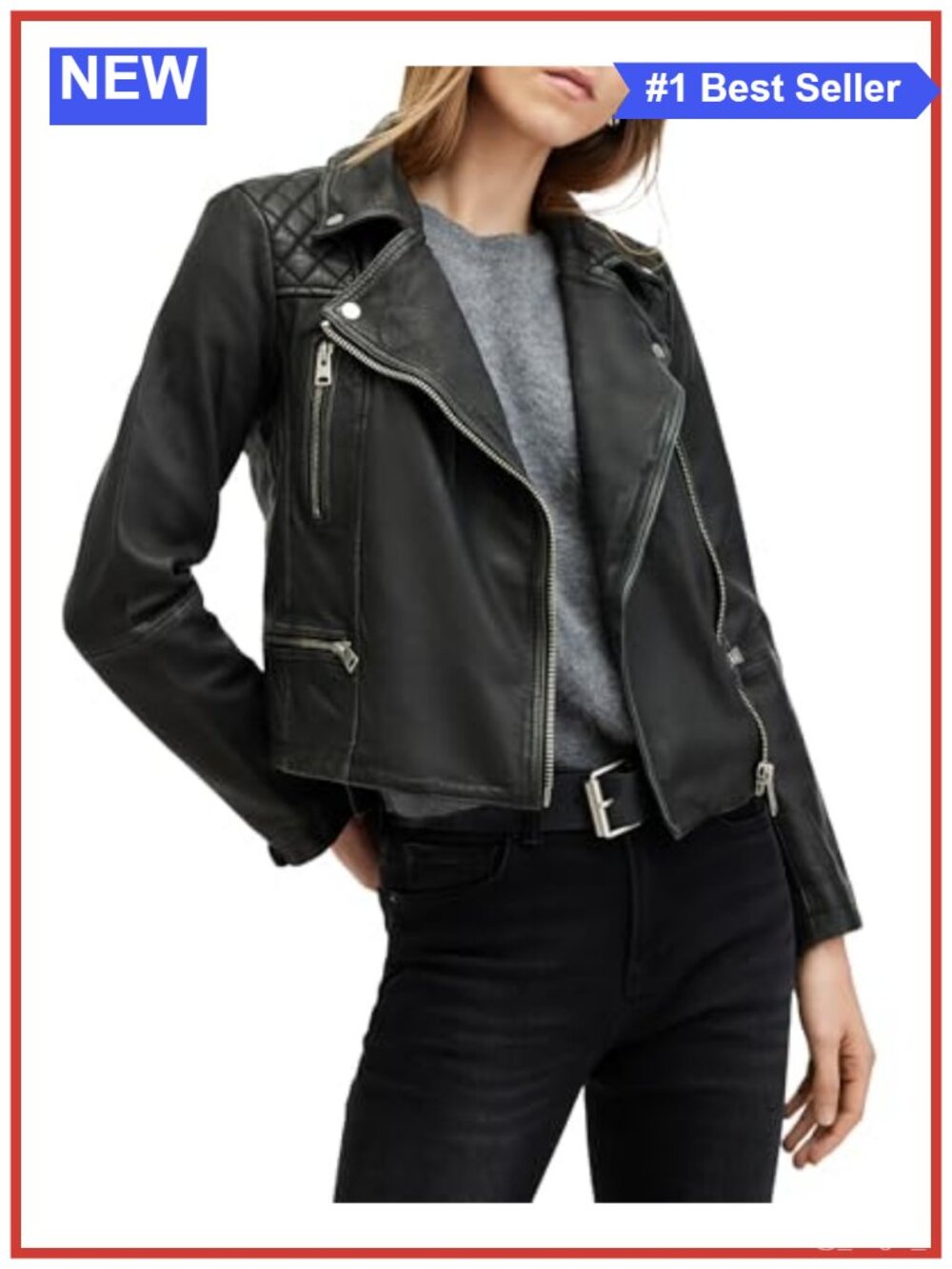 Cargo Leather Biker Jacket Long Sleeve Regular Fit Notch Collar Jacket